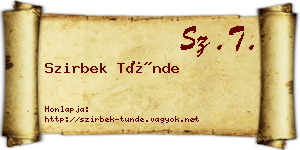 Szirbek Tünde névjegykártya